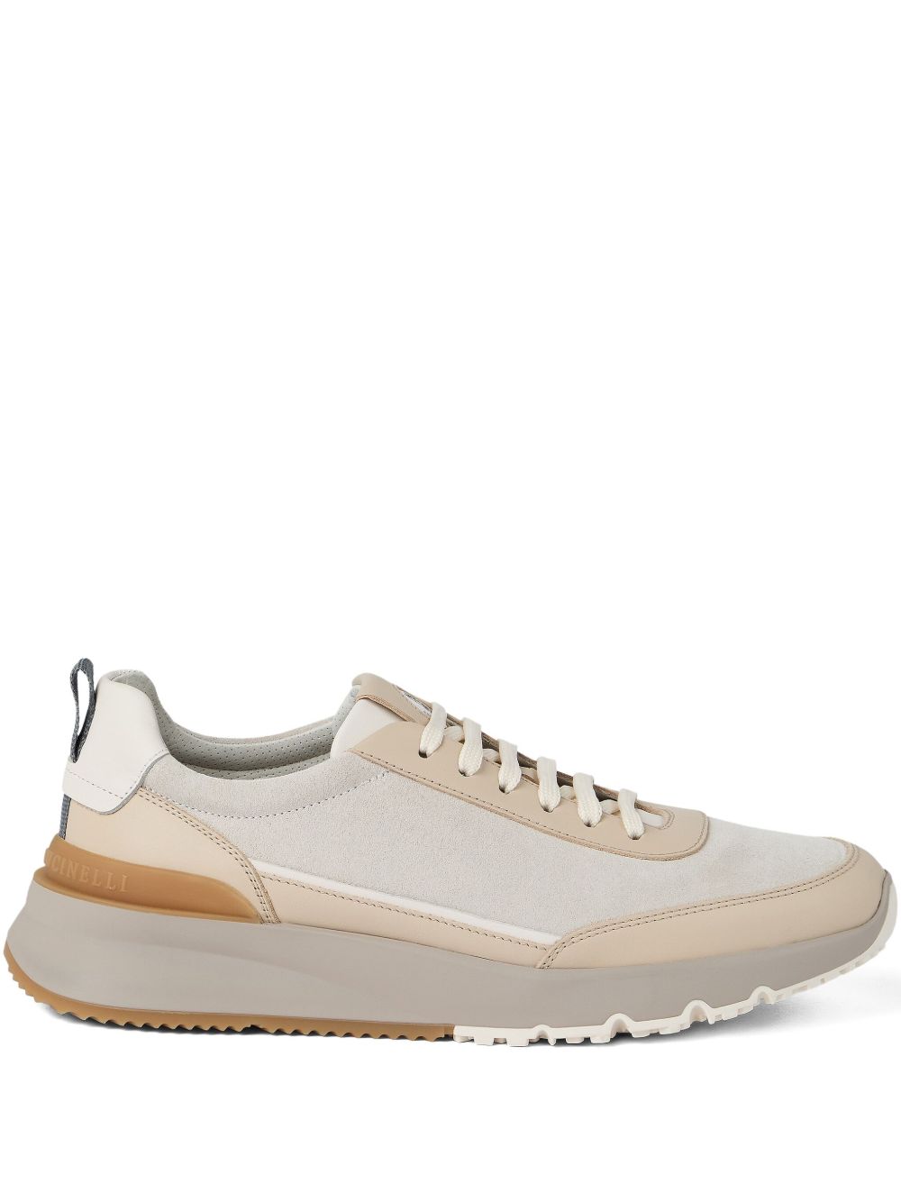 Brunello Cucinelli Washed suede and semi-polished calfskin runners